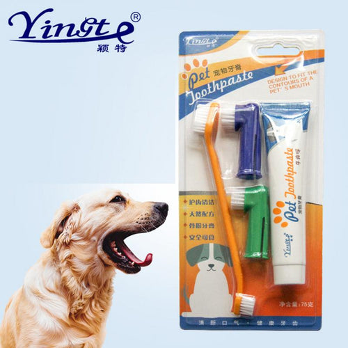 Vanilla/Beef Taste Pet Toothpaste Set Pet Toothbrush Single/double finger Dog Oral Care Cats and Dogs Toothbrush Toothpaste Set