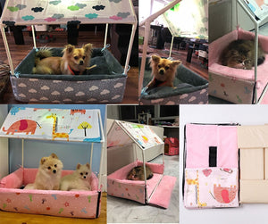 Washable Home Shape Dog Bed + Tent Dog Kennel Pet Removable Cozy House For Puppy Dogs Cat Small Animals Home Products